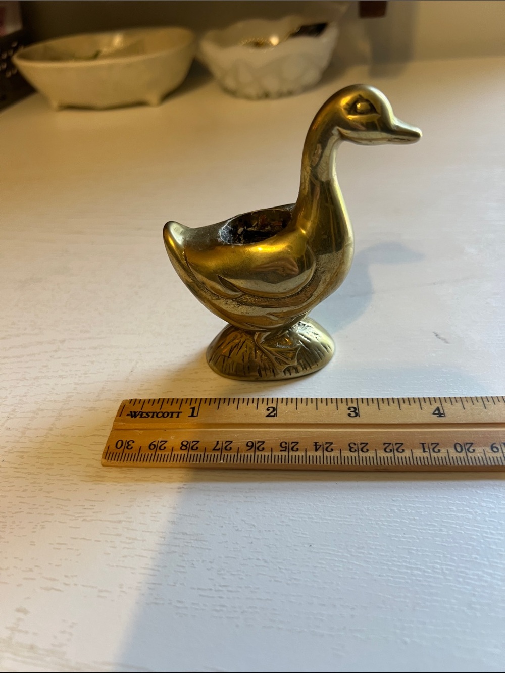Vintage Brass Duck Figurine Candle Holder